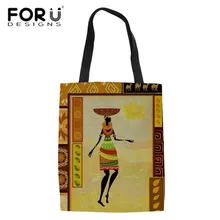 FORUDESIGNS/хозяйственные сумки для женщин; Льняная сумка-тоут в африканском стиле с этническим принтом для танцев; Женская Складная сумка-шоппер; сумки для девочек; сумка для книг