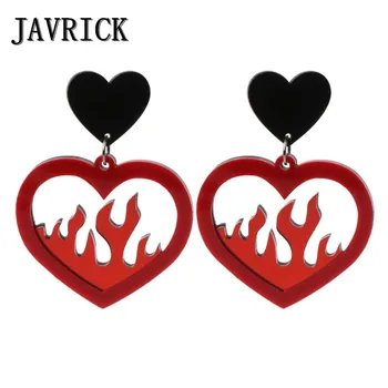 

Acrylic Red Heart Fire Dangle Earrings Pendant Statement Women Fashion Jewelry