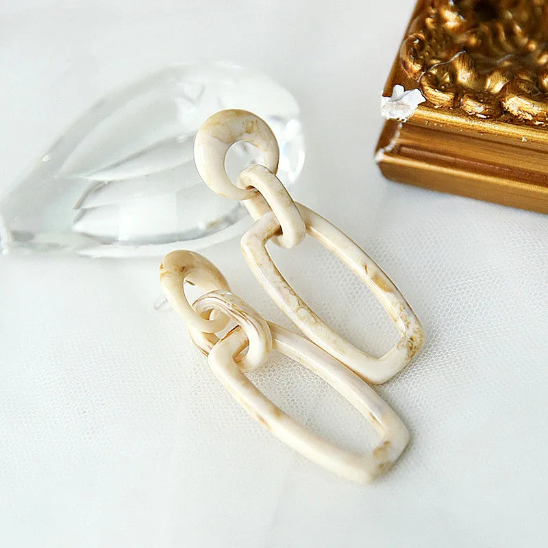UJBOXJapaneseKoreanGeometricResinStudEarringsForWomenMulticolorLongStatementEarringsFactoryWholesaleE388