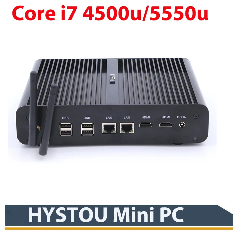 HYSTOU Мини ПК i7 4500u 5550u 2 * Intel Gigabit Lan микро компьютер Linux 3G Wifi HDMI настольный Windows10 4K HTPC TV