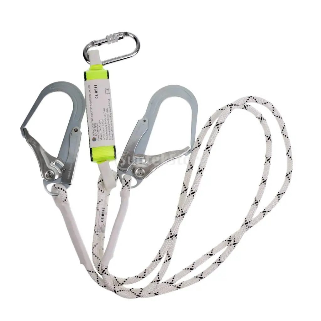 Heavy Duty Fall Protection Shock Absorbing Lanyard Safety Double Leg