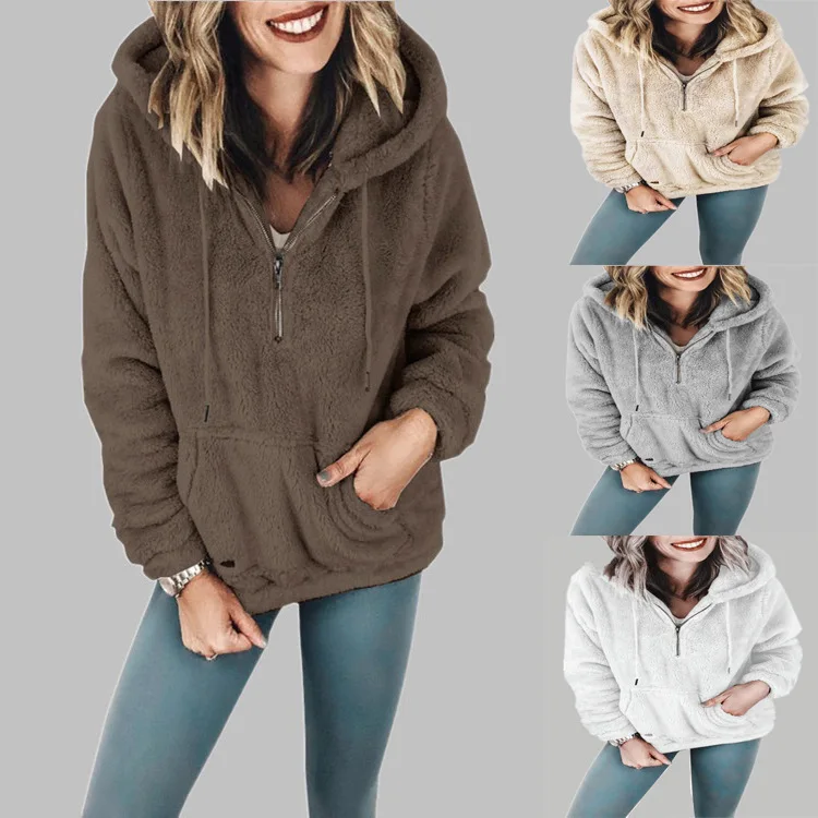 

Large size Women Hoodies Autumn Winter Warm Hoodies Casual Long Sleeve Pocket Women's Hoodies
