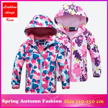 

2019 Jacket For Girls Children's Hoodies Waterproof Outerwear Kids Windbreaker For Girl Spring Winter Pink Kids Coat Age 4-15