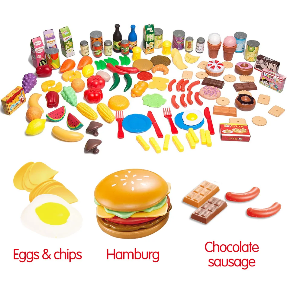 120 шт Набор детских кухонных игрушек пластиковые фрукты овощи еда резка ролевые игры Ранние развивающие детские игрушки с оригинальной коробкой