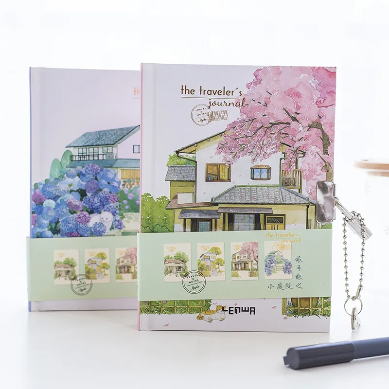 

"Traveler's Journal" Diary with Lock Notebook Cute Functional Lock Book Dairy Stationery Gift Box Package