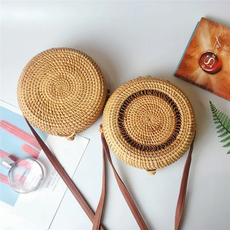 Для женщин Летнее Boho плетеная Сумка из ротанга Соломенной Плетеной тесьмой на