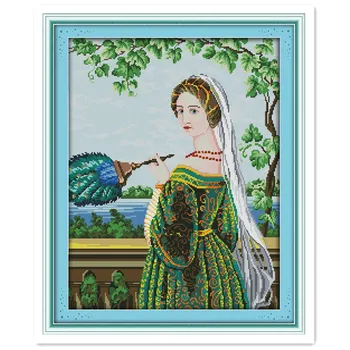 

Green Skirt Woman Chinese Counted Cross Stitch Patterns Kits DIY Set kits-for-embroidery Paintings Home Decor Cross-stitch