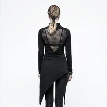 Панк рейв женская готическая Сексуальная футболка без спины панк Рок выдалбливают асимметричные хлопковые топы женские корейские уличные Топы рубашка