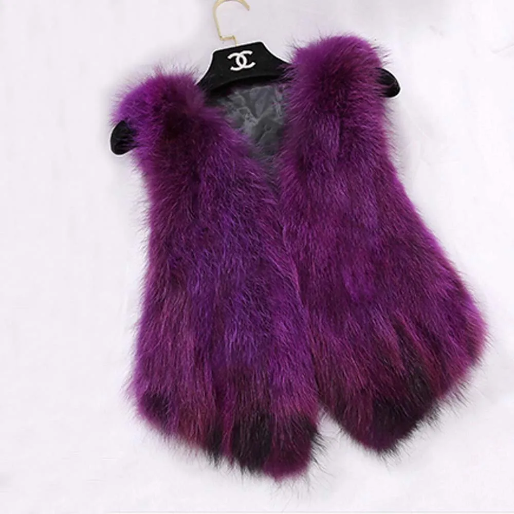 Женский жилет из натурального лисьего меха без рукавов TFP819|fox fur vest|natural fox vestreal |
