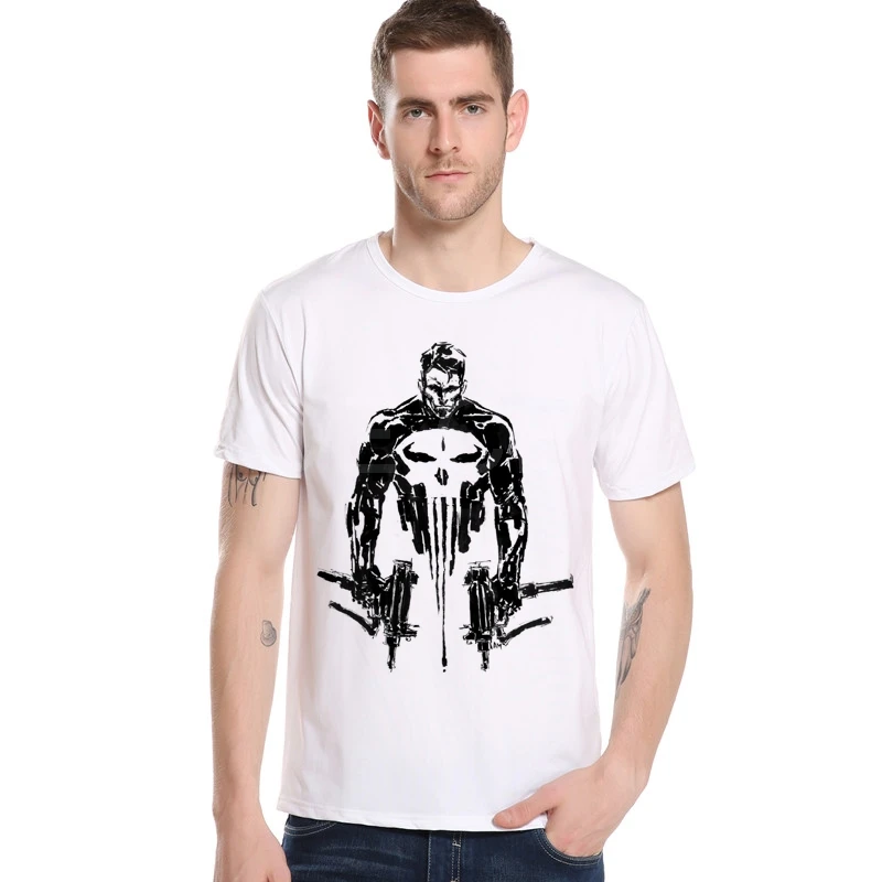 

Punisher t shirt for Men Super Hero Shirt Fashion O neck Hip Hop T shirt Men Casual Short Sleeves T-shirt Brand Clothing M18-7#