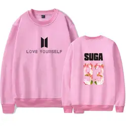 Высокая класс BTS kpop Толстовка Harajuku толстовки СУГА 93 с цветочным принтом LOVE YOURSELF moletom негабаритных свитер капюшоном