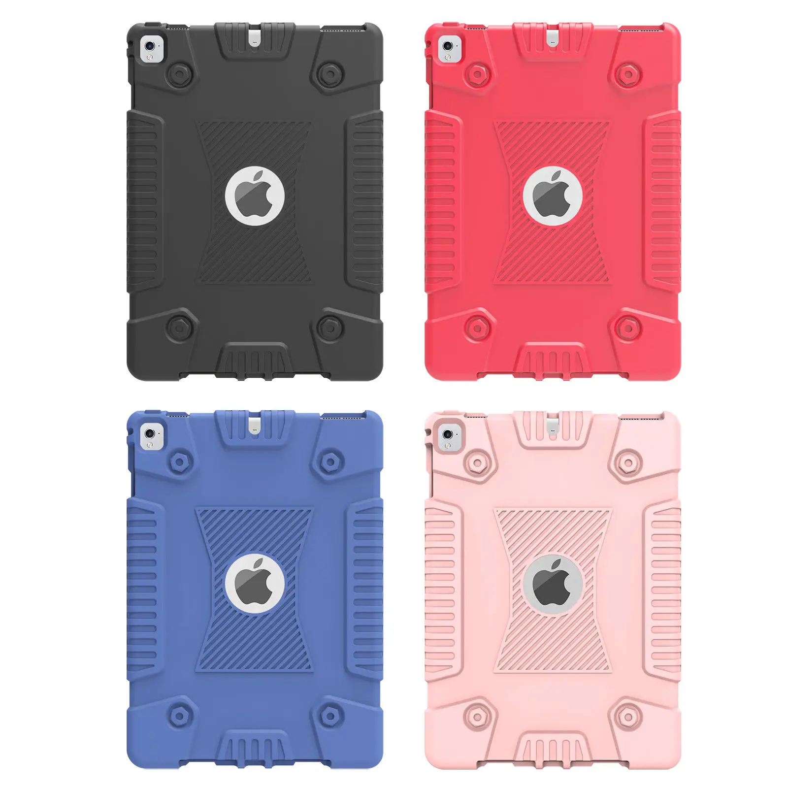 

Silicone Case For Apple iPad 9.7 2017 iPad Air 1 2 Tablet Case Shockproof Rugger Rubber Case Cover for funda iPad 2018 Capa+Pen