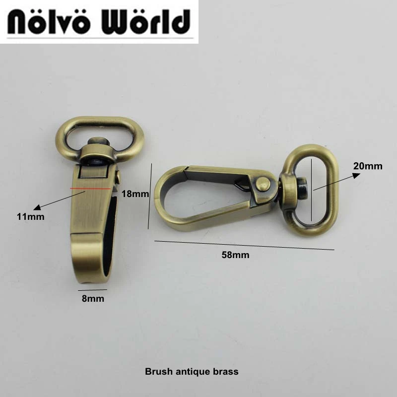 30pcs 20mm polished Brush antique brass snap hook loop nickel wholesale