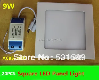 

Free shipping20PCS 9W Super Bright Square led panel lightCool White/Warm White AC85-265V For Home Garden Party Living Bed Room