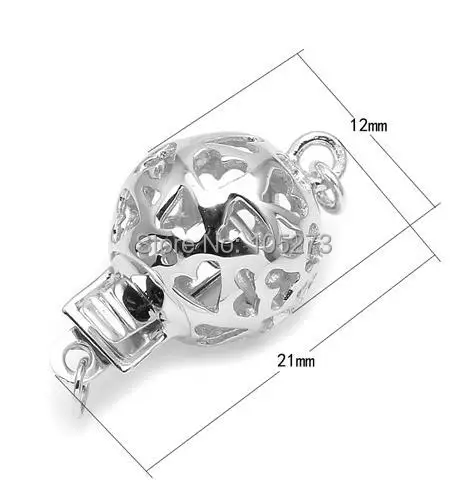 Hollow out heart insert silver clasp 12X21MM DIY high-grade natural pearl crystal necklace bracelet clasp. - L51C | Украшения и