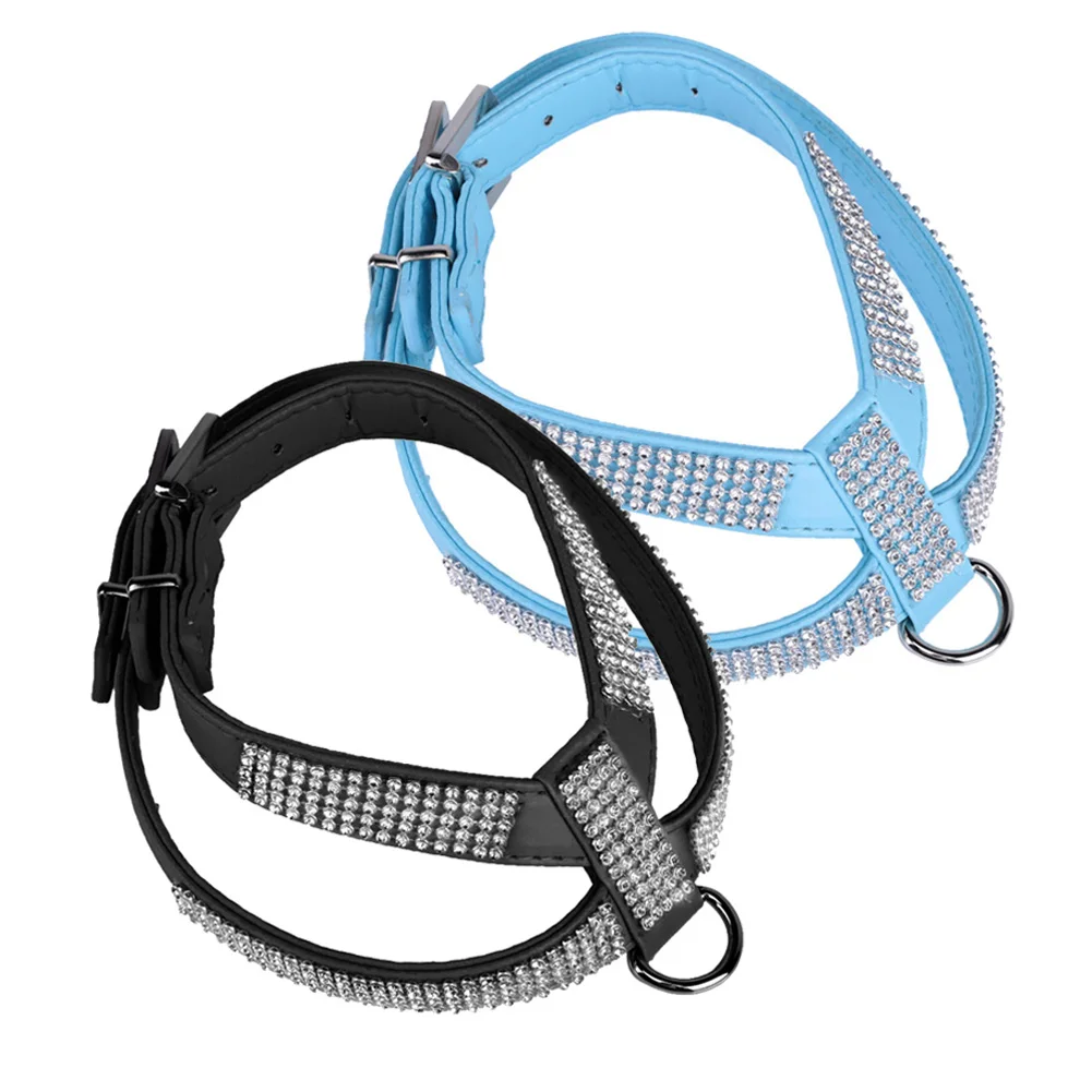 1pcs Adjustable Pet Dog Harness Bling Rhinestone PU Leather Puppy Dog