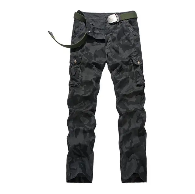 Army green Military Cargo Pants Men 100% Cotton Loose Camouflage ...