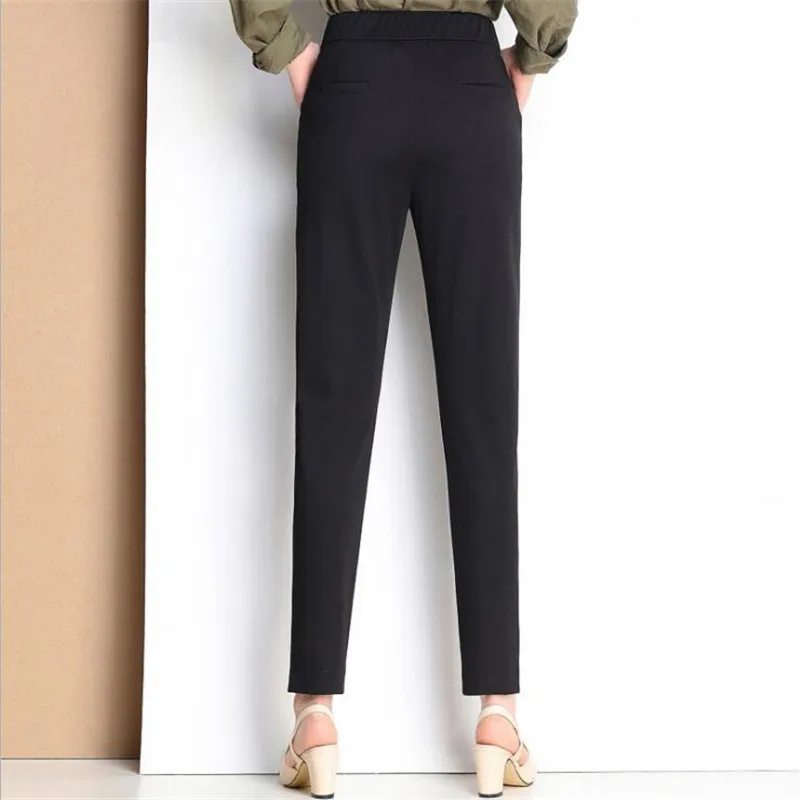 Las 2019 Cintura Alta Tobillo Verano Botón pantalones Diseño De Lápiz Pantalon Mujeres Longitud Primavera Mujer Nuevo Negro Casual Pantalones 7vvr5PIqn