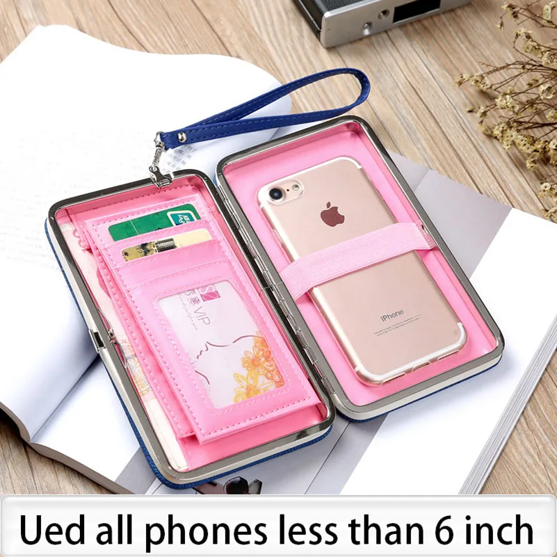 Luxury Women Wallet Phone Bag Leather Case For iphone X 8 7 6 6s Plus For Samsung Galaxy S9 8 Plus Note 8 3 4 Huawei Mate 10 Pro (4)