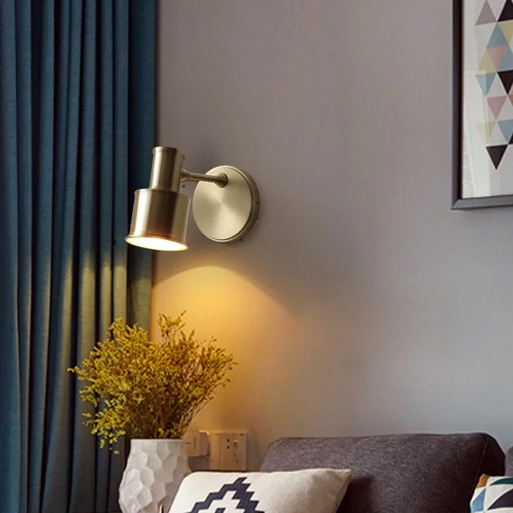 

LED Wall Light Fixtures Copper Wandlamp Bedroom Modern Wall Lamp Angle Adjustale Beside Nordic Design Sconce Lamps Mirror Lights