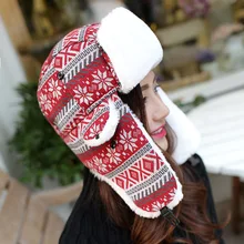 2016 New men winter hat Ear protection keep warm earmuffs stylish snowflake knitting women Bomber Hats