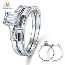 Peacock Star 1 Carat 2-Pcs Marriage ceremony Engagement Sterling Strong 925 Silver Ring Set Jewellery CFR8029