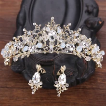 Handmade Gold Crystal tiara Hair Crown For Bride Hair Jewelry Sweet Princess tiara Crown Fashion Wedding Hair Accessories HG177
