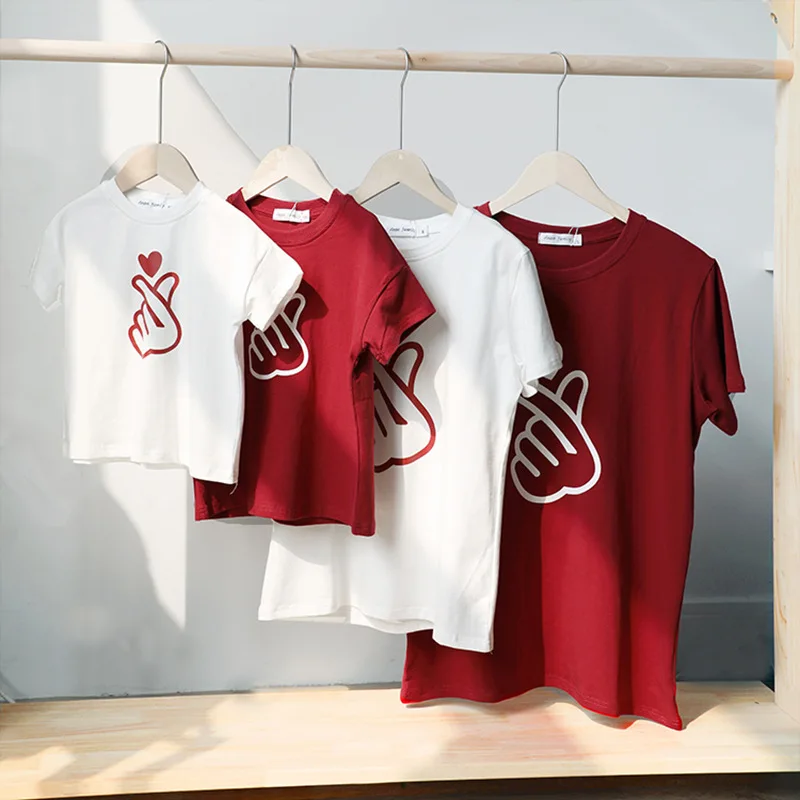 

Family Matching Clothes Tee Shirt Famille Matching Sister Cotton T Shirt Mother Son Outfits Tshirt Femme Little Big Sister Tees