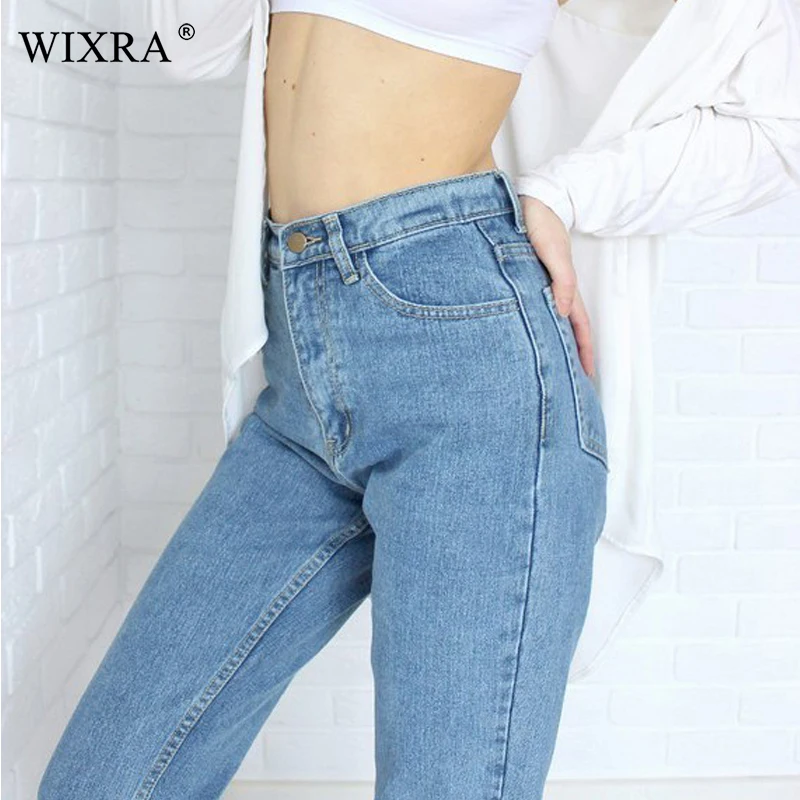 WIXRA basique Denim Jeans classique 4 saison femmes taille haute Jeans Vintage maman Style crayon Jeans haute qualité Cowboy Denim pantalon
