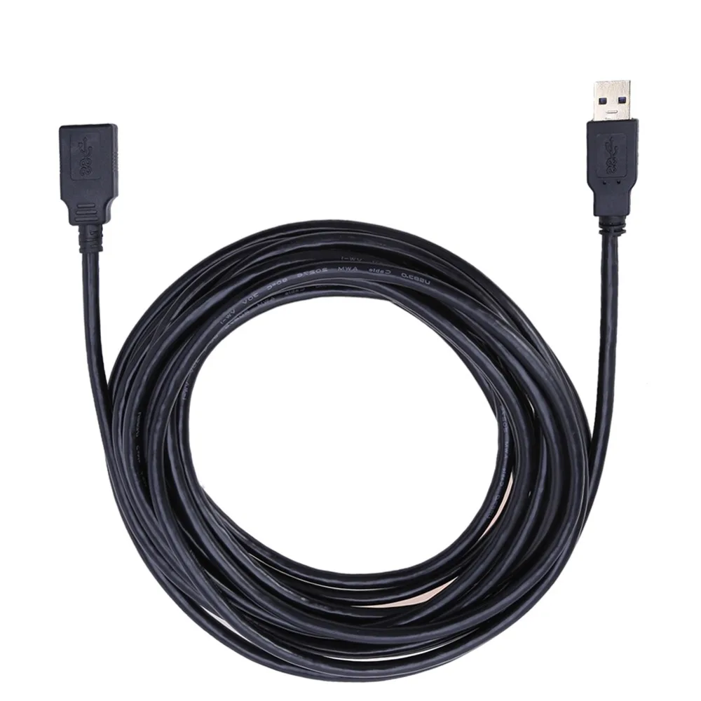 

15Ft/5m USB 3.0 Super Speed USB A Male to Female Extension Cable Cord Wire Gold Plated Black USB3.0 M/F Data Line
