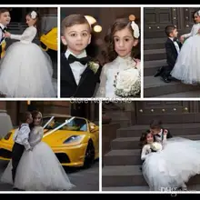 Принцесса маленькие детские платья с прозрачными длинными рукавами высокая шея паффи бальное платье первое причастие платья