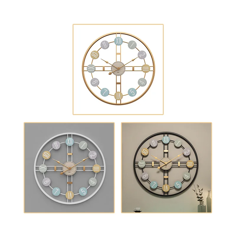  New 3D Hanging Clock 50cm Europe America Fashionable Style Iron Silent Wall Clock Absolutely Silent - 32975144542