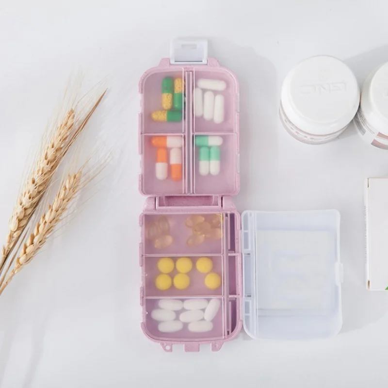 

Wheat Environmentally Friendly Non-toxic Degradable Portable Mini Pill Boxes Straw Sealed Three-layer Small Pill Box