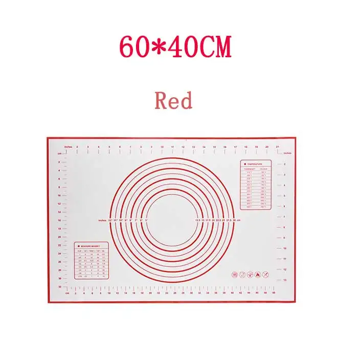 Large Red Антипригарный силиконовый коврик для выпечки большая разделочная доска для раскатки теста панель для замеса маты для теста антипригарный кондитерский лист подкладка для духовки - Цвет: Large Red