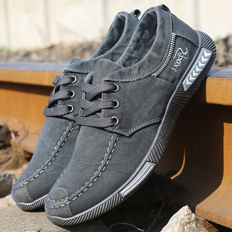 

Summer low help old Beijing canvas breathable wild lace men's casual shoes