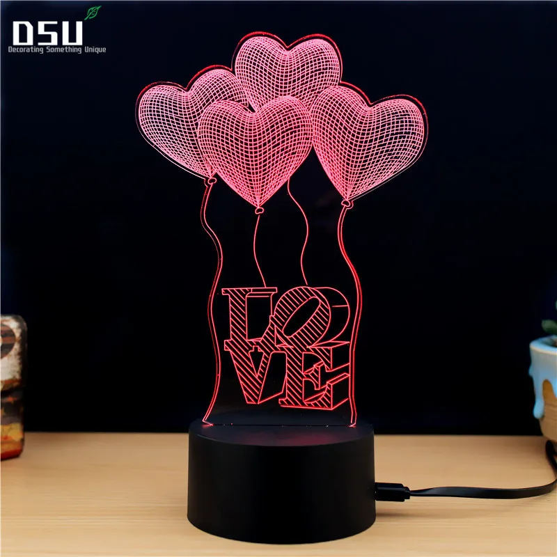 

Love Heart Balloons Sensor LED Night Light Children 3D Luminaria Lamp Romantic Atmosphere Bedroom Nightlight Holiday Decorations