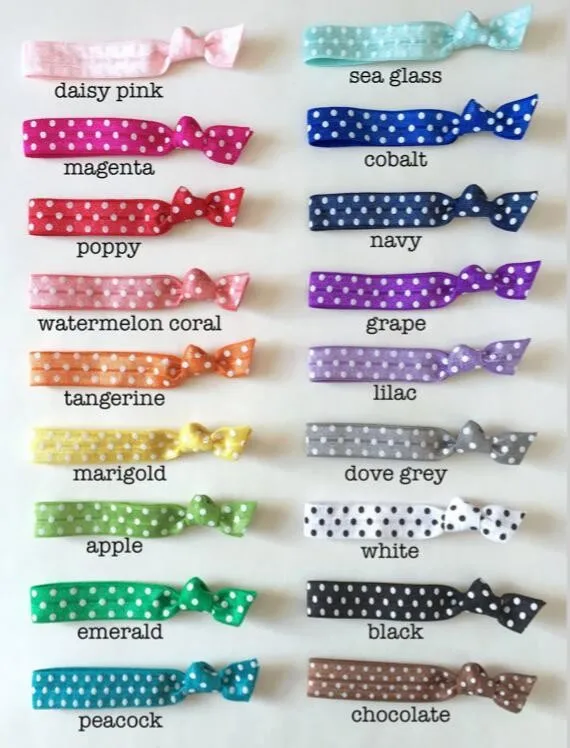 Polka Dot Hair Ties, Patterned Fold Over Elastic1