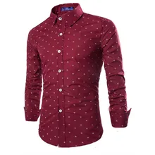 Демисезонный брендовая одежда Camisa Masculina Джокер Для мужчин для отдыха рубашка якорь печать рубашка с длинными рукавами M-3XL