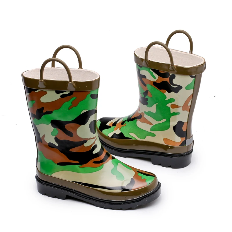 

Maggie's Walker Children Rain Boots Boys Fashion Camouflage Baby Overshoes New Handle Non-slip Students Water Shoes Waterproof