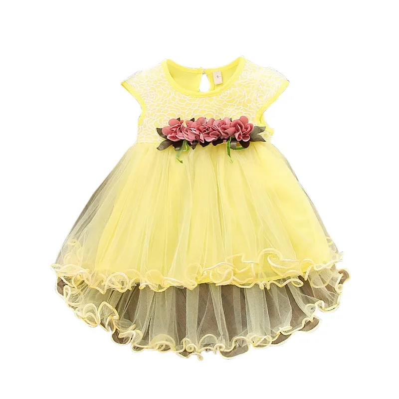 Платья для новорожденных без рукавов; платье для маленьких девочек; платье принцессы; Одежда для новорожденных девочек; летняя декоративная сетка с цветочным принтом и бантом - Цвет: Y