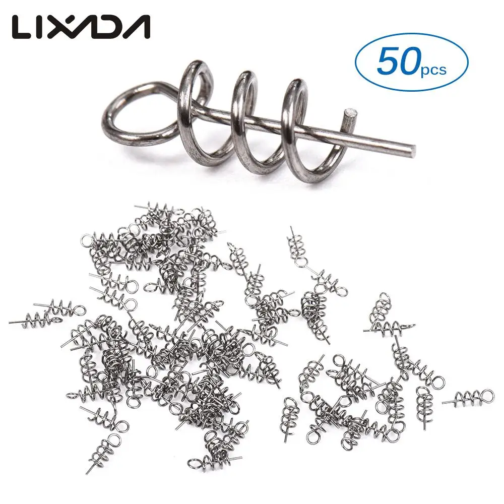 

Lixada 50PCS fishing pins Fishing Hook Tool Centering Pins Fixed Latch Needle Spring Twist Lock for Soft Lure Bait Worm