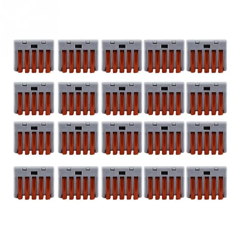 

20pcs/set 2/3/5 Way Reusable Spring Lever Terminal Block Electric Cable Connector Wire