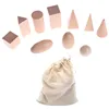 Wooden Geometric Solids 3-D Shapes Montessori Learning Education Math Toys Resources for School Home 1