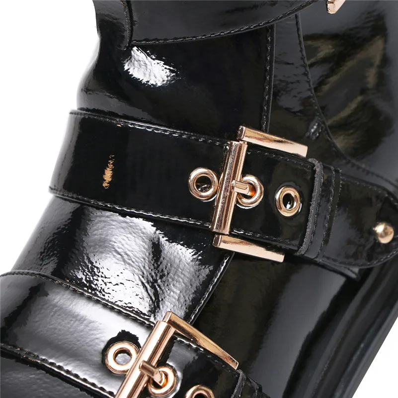 FEDONAS/женские ботильоны в стиле панк; осенне-зимняя обувь для вечеринок на толстом каблуке с пряжкой; женские короткие сапоги для мотоциклистов; Новая женская обувь