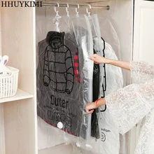 Можно повесить вакуумную сумку для одежды складная прозрачная кайма компрессионная сумка органайзер герметичные сумки Органайзер для экономии места