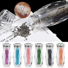 

1 Bottle Mini Caviar Beads Crystal Tiny Glass Micro Beads 17 Colors For Nails DIY 3D Glitter Nail Art Decorations