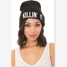 New KILLIN IT Hiphop Letter Hats For Women Cap Men Warm Knitting Wool Winter Hat Skullies Beanies Hat