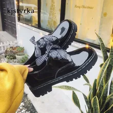 Kjstyrka/ г. Модные Винтажные женские туфли на плоской подошве высокого качества с круглым носком в британском стиле женские оксфорды zapatos mujer