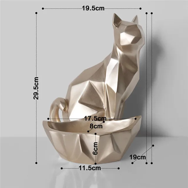Современная Смола собака абстрактная скульптура кошка украшение статуи геометрические ремесла подарок ТВ кабинет офис статуя Конфеты Ключ коробка для хранения - Цвет: Cat 1