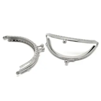 

5PCs Silver Tone Purse Bag Metal Arch Frame Kiss Clasp Lock 9x6.3cm